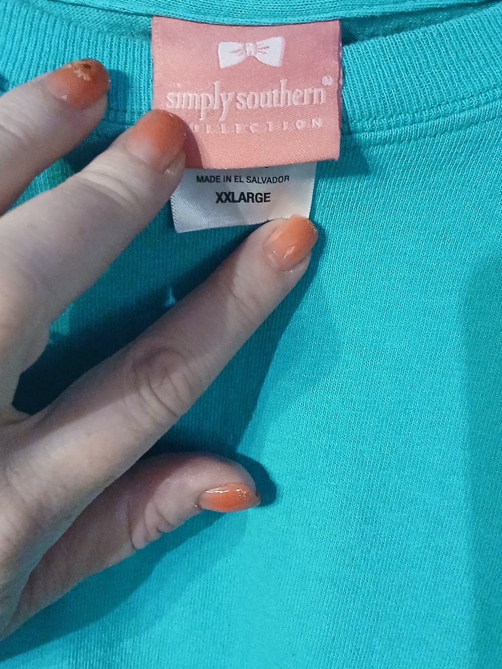 Simply Southern Teal Long Sleeve Tee with Floral Flip-Flop Back Graphic - Picture 2 of 6